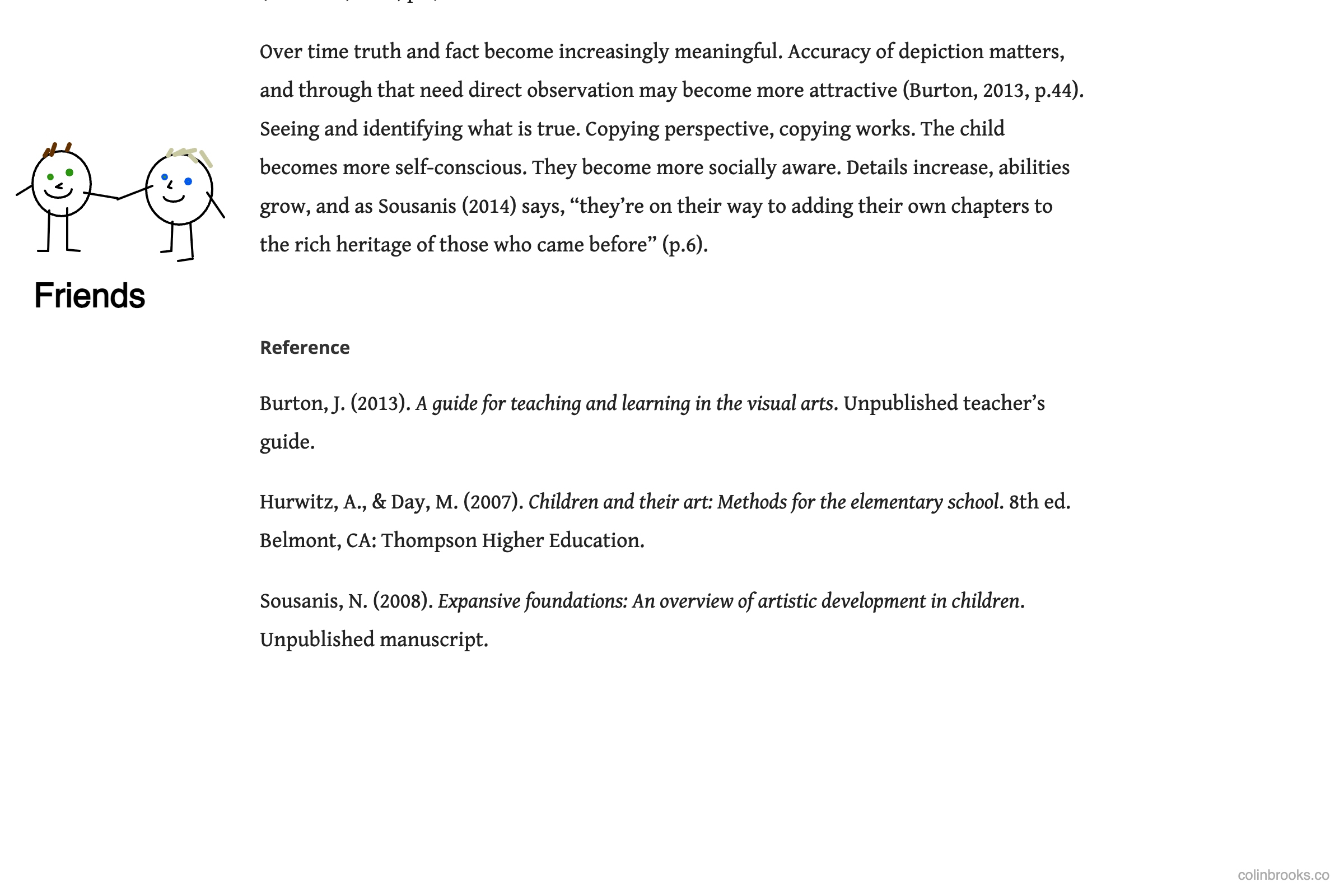 Screenshot of webpage with two characters on the side of some text holding hands.