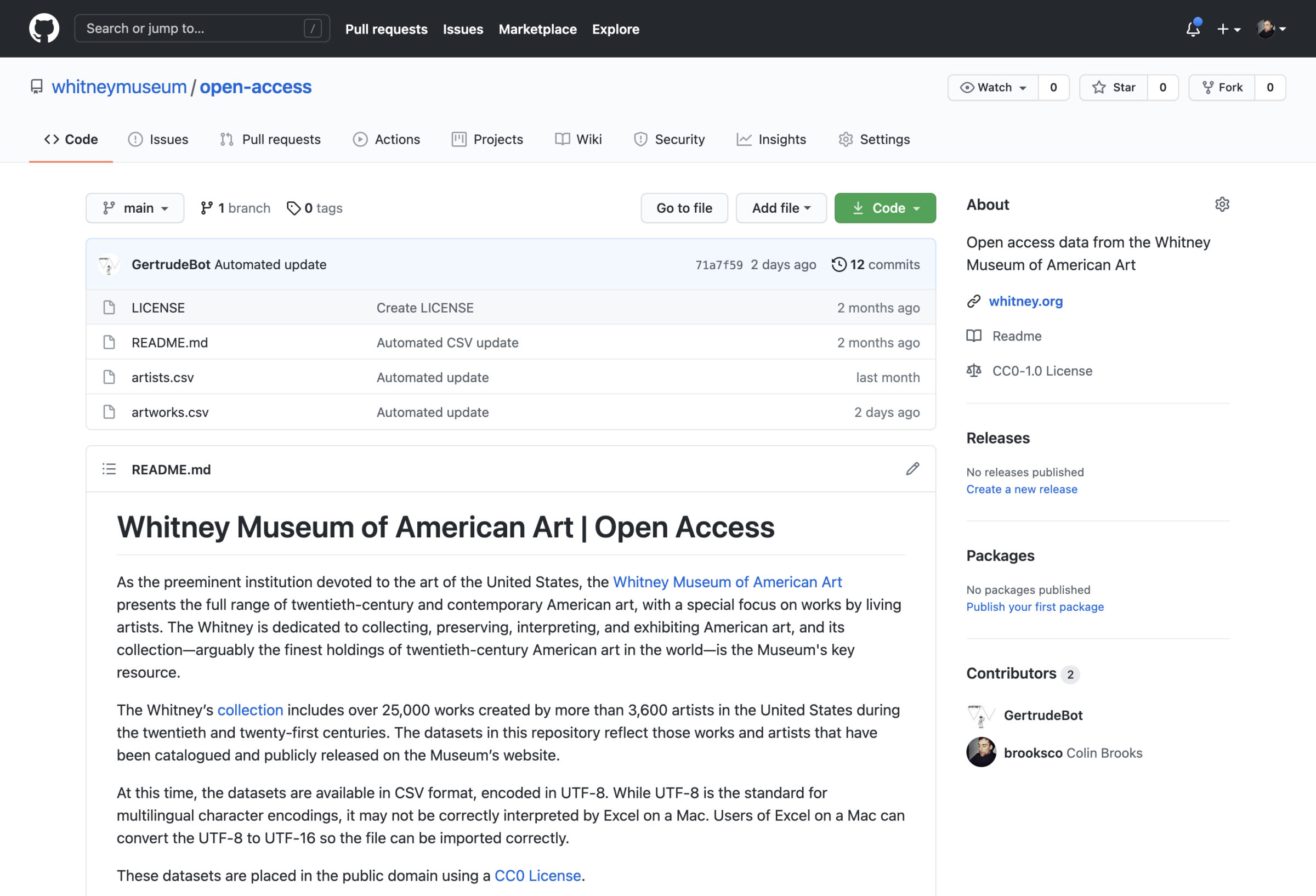 Screenshot of a GitHub webpage